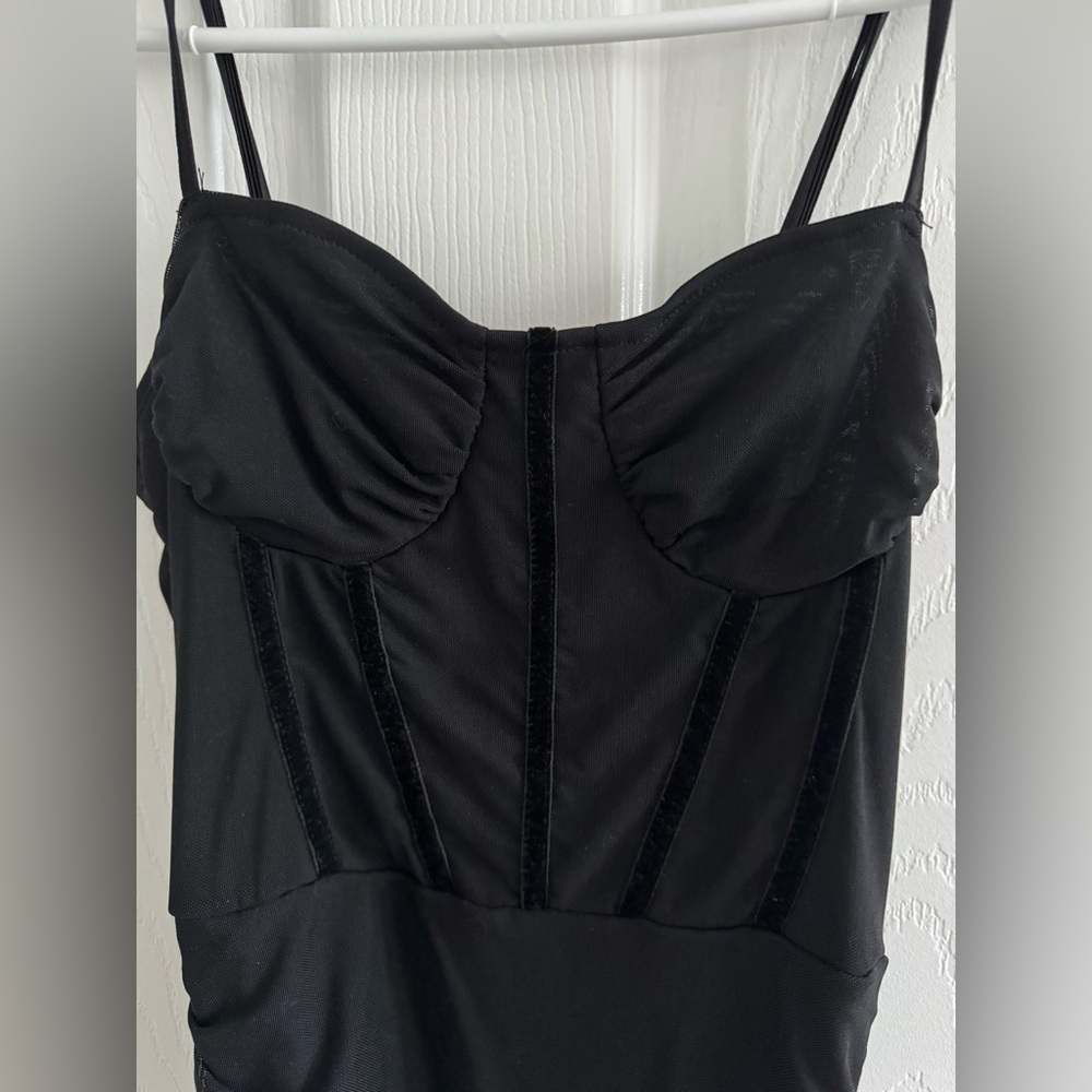 SHEIN ICON RUCHED BUSTIER BODYCON DRESS SIZE SMALL/4 NEVER WORN NWOT KNIT FABRIC - Picture 6 of 10
